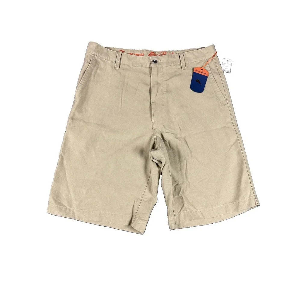 Tommy Bahama Paradise Nation Shorts Mens 33 Khaki Tan Tencel Cotton Flat Front